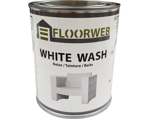 Farbdose mit weißer Wash Beize