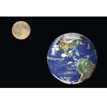Darstellung von Erde und Mond im Weltraum
