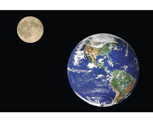 Fototapete Vlies 18316 Earth and Moon 7-tlg. 350 x 260 cm