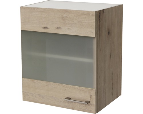 Flex Well Hängeschrank mit Glastür Riva BxTxH 50 x 32 x 55 cm san remo eiche hell matt zerlegt Anschlag reversibel 00010359