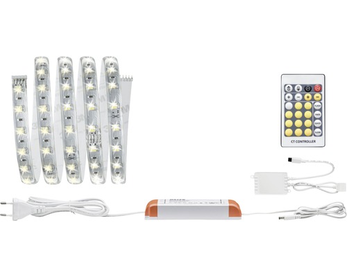 MaxLED Betriebsfertiges Strip-Basisset 1,5 m 720 lm 2700-6500 K Tunnable White 90 LED´s beschichtet 24V Smart Home-fähig nach Erweiterung LED Streifen mit Fernbedienung, Netzteil und Stecker