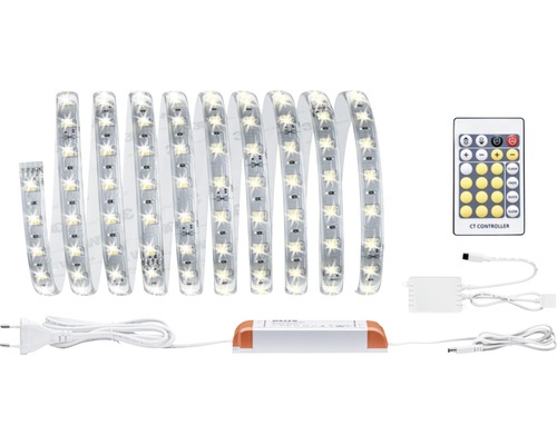 MaxLED Betriebsfertiges Strip-Basisset dimmbar 3 m 1740 lm 2700-6500 K Tunable White 180 LED´s beschichtet + Fernbedienung 24V, Smart Home-fähig nach Erweiterung LED Stripe mit Fernbedienung, Trafo und Netzstecker