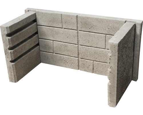 Buschbeck 3-teiliger Einsatz Kamin 66 x 29 x 32 cm Beton grau Beton Grillkamin Bausatz mit Mauerwerk Optik