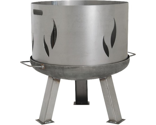 Feuerkorb aus Metall mit Flammenmuster