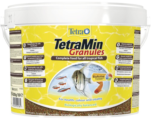 Granulatfutter TetraMin Granules 10 l Tetra TetraMin Granules Alleinfutter für Zierfische im Eimer, 4200 Gramm