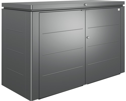 HighBoard Biohort Gr. 200, 200 x 84 x 127 cm, dunkelgrau-metallic Metall Gerätehaus mit abschließbaren Türen zur Aufbewahrung von Gartengeräten und Werkzeugen