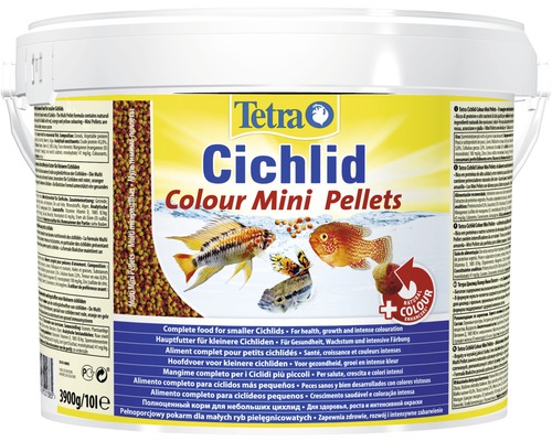 Pelletfutter Tetra Cichlid Colour Mini 10 l Tetra Cichlid Colour Mini Pellets Fischfutter im Eimer