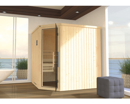 Elementsauna Weka Varberg GT Gr.3 inkl. 7,5 kW Ofen u.digitaler Steuerung mit graphitfarbiger Ganzglastüre Elementsauna Weka Varberg GT Gr.3 inkl. 7,5 kW Ofen u.digitaler Steuerung mit graphitfarbiger Ganzglastüre