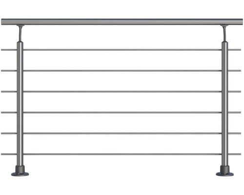 Geländer-Komplettset Pertura Aluminium mit sechs Edelstahlstäben für Bodenmontage B: 1.50 m