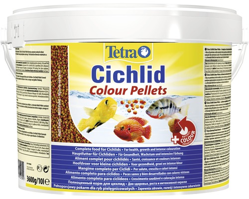 Pelletfutter Tetra Cichlid Colour 10 l Tetra Cichlid Colour Pellets Eimer, Fischfutter für Cichliden