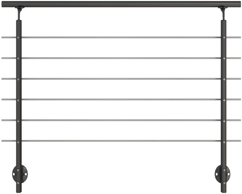 Geländer-Komplettset Pertura Aluminium anthrazit mit sechs Edelstahlstäben für Seitenmontage B: 1.50 m