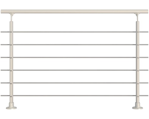 Geländer-Komplettset Pertura Aluminium weiß mit sechs Edelstahlstäben für Bodenmontage B: 1.50 m
