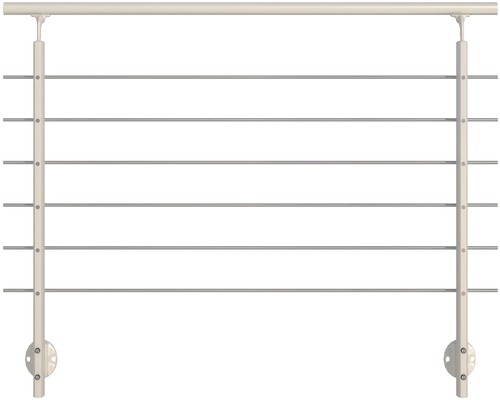 Geländer-Komplettset Pertura Aluminium weiß mit sechs Edelstahlstäben für Seitenmontage B: 1.50 m