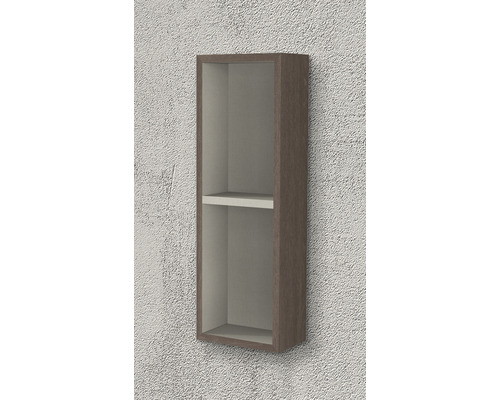 Hohes Wandregal mit einem Fach zur Aufbewahrung.