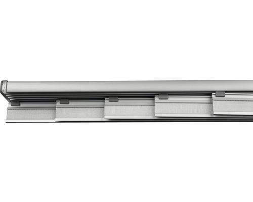 Flächenvorhangschiene Komfort Komplettset aluminium 5-läufig 280 cm Detailansicht einer Lamellenstore mit Halterungen