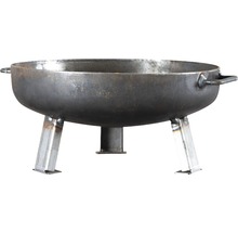 Feuerstelle aus Stahl mit drei Beinen und Griffen