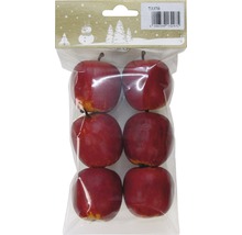 Sechs dekorative Äpfel in einer transparenten Verpackung.