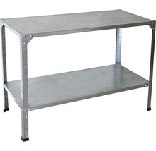 Werkbank mit zwei Regalböden aus Metall