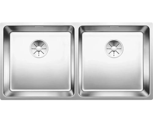 Spüle mit zwei Becken aus Edelstahl