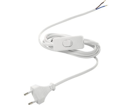 Zuleitung mit Stecker und Schnurzwischenschalter weiß Weißes Lampenkabel mit Schalter und Stecker