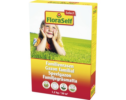 Rasensamen FloraSelfSelect Familienrasen Mantelsaat 1,2 kg 50 m²