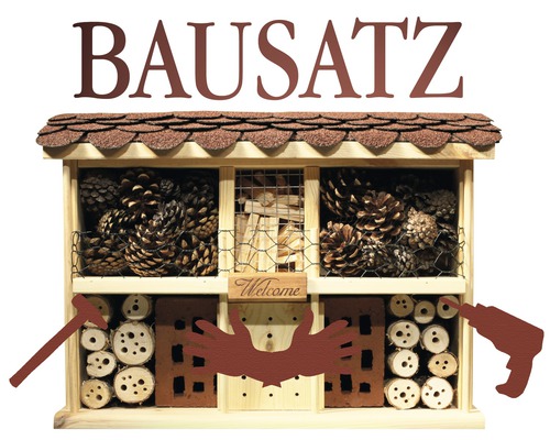 Insektenhotel Dobar Luxusinsektenhotels Bausatz Landhaus Holz ca. 47 x 12,5 x 34 cm