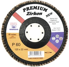 Zirkon Schleifmopteller, Korngröße P 60, Durchmesser 125 x 22 Millimeter