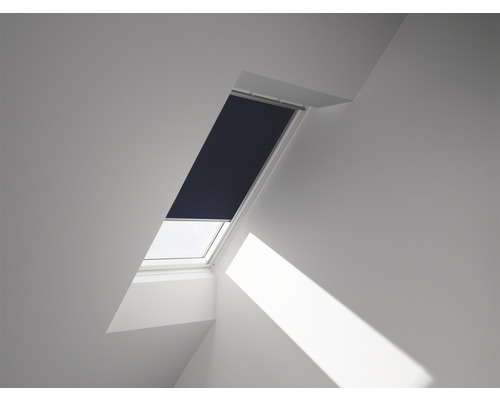 VELUX Verdunkelungsrollo uni dunkelblau elektrisch Rahmen aluminium DML C02 1100S