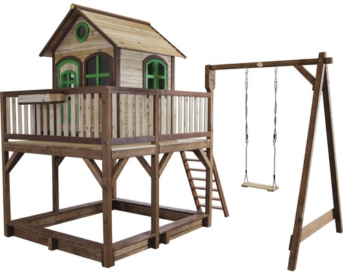 Spielhaus mit Schaukel für den Garten