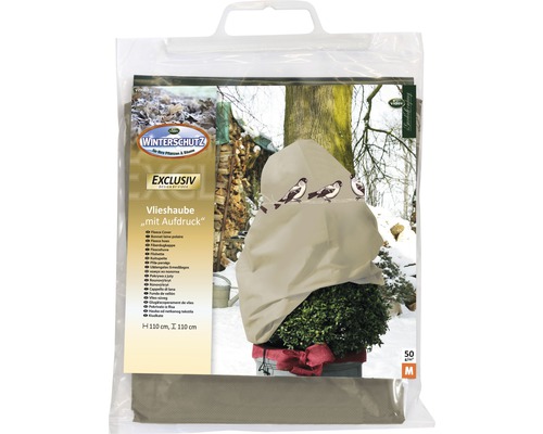 Wintervlieshaube mit Vogelmotiven, Größe 110 cm