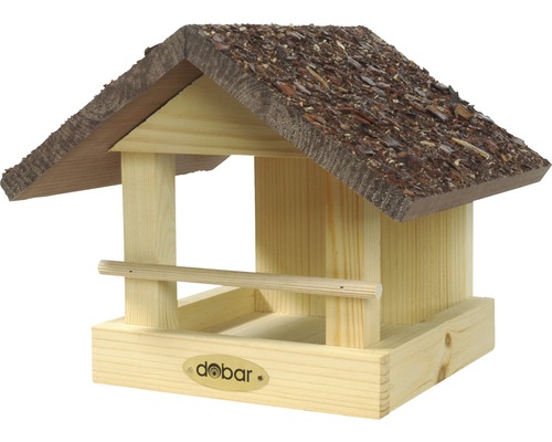 Vogelfutterhaus Pura Natura mit Rindendach 22,5x20x18 cm Vogelhaus aus Holz mit Dach aus Rinde