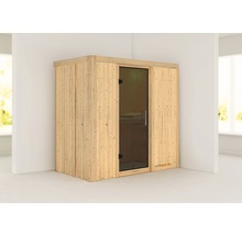 Elementsauna Karibu Mariado ohne Ofen und Dachkranz mit graphitfarbiger Ganzglastüre