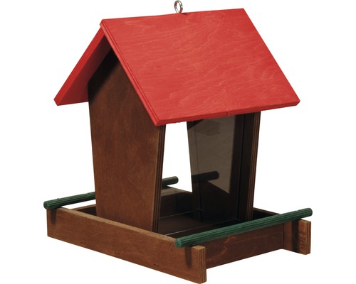 Futterhaus mit Futtersilo zum Aufhängen mit Haken 20x16x21 cm Vogelhaus aus Holz mit Dach