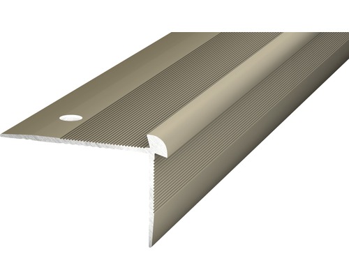Prinz Treppenkantenprofil Alu Edelstahl matt gelocht 40 x 26 x 2500 mm Treppenkantenprofil aus Metall mit Rillen und Befestigungsloch