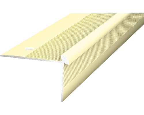 Prinz Treppenkantenprofil Alu sahara gelocht 42 x 28 x 2500 mm Stufenkantenprofil aus Metall mit gerippter Oberfläche und Bohrloch