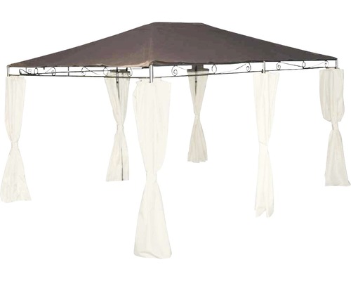 Pavillondach Tosca Siena Garden Polyester 160 g/m² 300x400 cm mokka Gartenpavillon mit Vorhängen