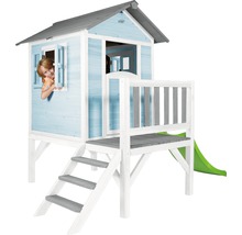 Holzspielhaus mit Rutsche, Treppe und Balkon für Kinder
