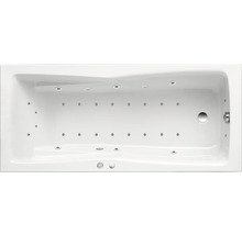 Rechteckige Badewanne mit Whirlpoolfunktion, Draufsicht.