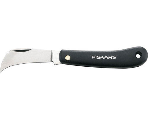 Fiskars Gärtnermesser mit gebogener Klinge und schwarzem Griff