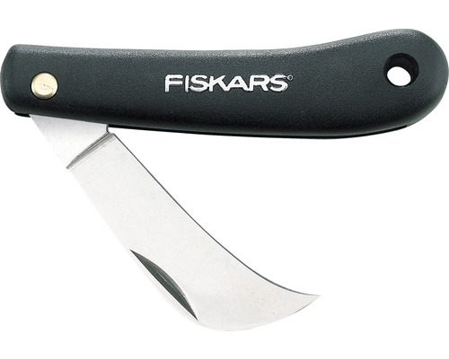 Fiskars Okuliermesser mit gebogener Klinge und schwarzem Griff