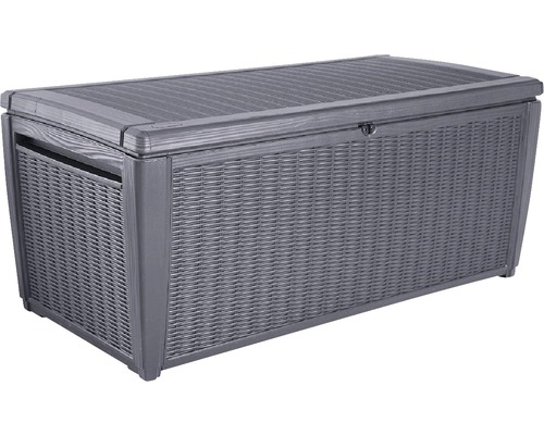 Auflagenbox Sumatra Keter Kunststoff 145x73x64 cm 511 L anthrazit Aufbewahrungsbox mit Rattanoptik