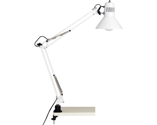 Weiße Schreibtischlampe mit Schwenkarm und Tischklemme