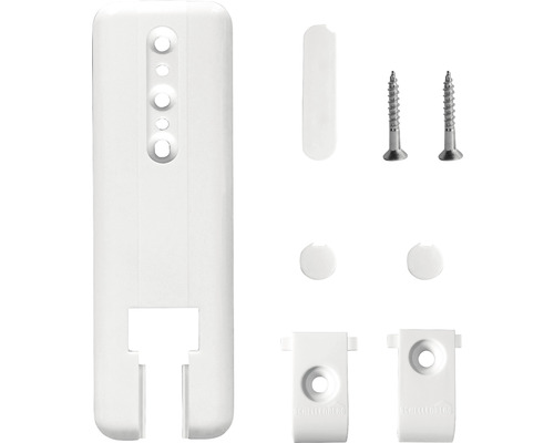 Kunststoffhalterung mit Schrauben und Zubehör für die Montage