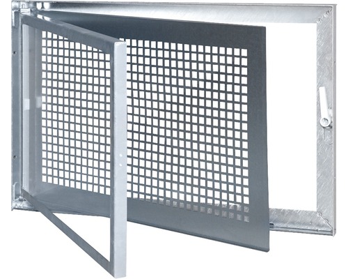 Wolfa Stahlkellerfenster Typ SD1 ESG 600 x 400 mm 1 Flügelig Links Revisionsklappe mit Gittereinsatz aus Metall