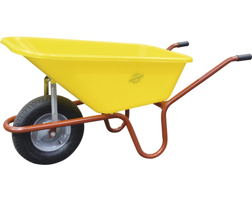 CAPITO Gartenschubkarre GARTEN 100 Liter PP, gelbe Tiefmulde, Lufträder mit Rillenprofil und Stahlfelgen inkl. Kunststoffgriffe