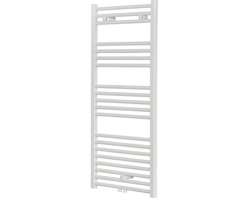 Sanotechnik Designheizkörper Bari gerade 1188x600 mm weiß mit Mittelanschluss Heizkörper für das Badezimmer mit horizontalen Heizrohren.