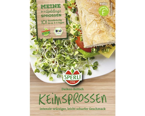 Sperli Daikon Rettich Keimsprossen Packung mit Sandwich