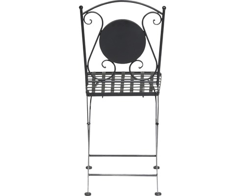 Blumenhocker aus Metall mit runder Rückenlehne und Ablage