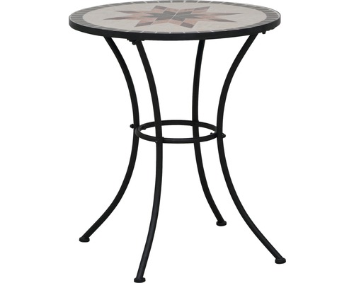Gartentisch Gardamo Stella 60 cm rund Gestell aus Stahl in matt schwarz, Gartentischplatte aus Keramik in Mosaikoptik Gartentisch Gardamo Stella 60 cm rund Gestell aus Stahl in matt schwarz, Gartentischplatte aus Keramik in Mosaikoptik