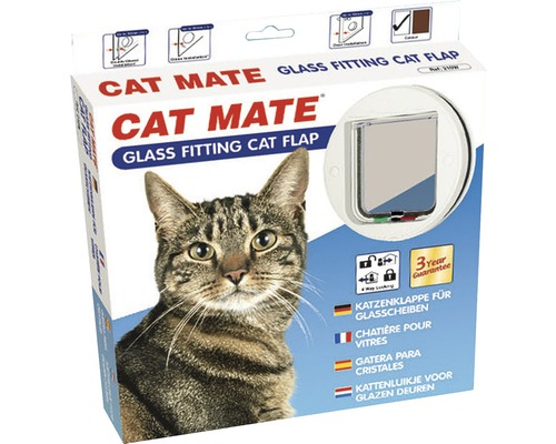 Katzenklappe Cat Mate 4-Wege Glas 223 mm weiß
